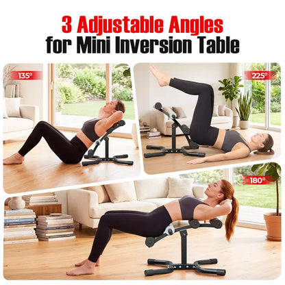 RELIFE Mini Inversion Table - Compact Steel Frame Home Workout Equipment, Unisex at Home Gym Gear, Space-Saving Back Extension Machine with Foam Rollers, 330 LBS Capacity Abdominal Core Trainer