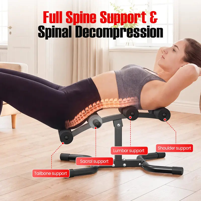 RELIFE Mini Inversion Table - Compact Steel Frame Home Workout Equipment, Unisex at Home Gym Gear, Space-Saving Back Extension Machine with Foam Rollers, 330 LBS Capacity Abdominal Core Trainer